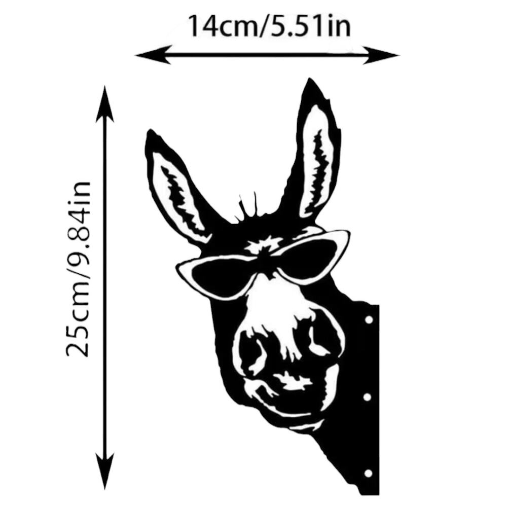 NWOB Metal Donkey Silhouette wearing Sunglasses Outdoor Decor Farm Garden - Picture 2 of 10